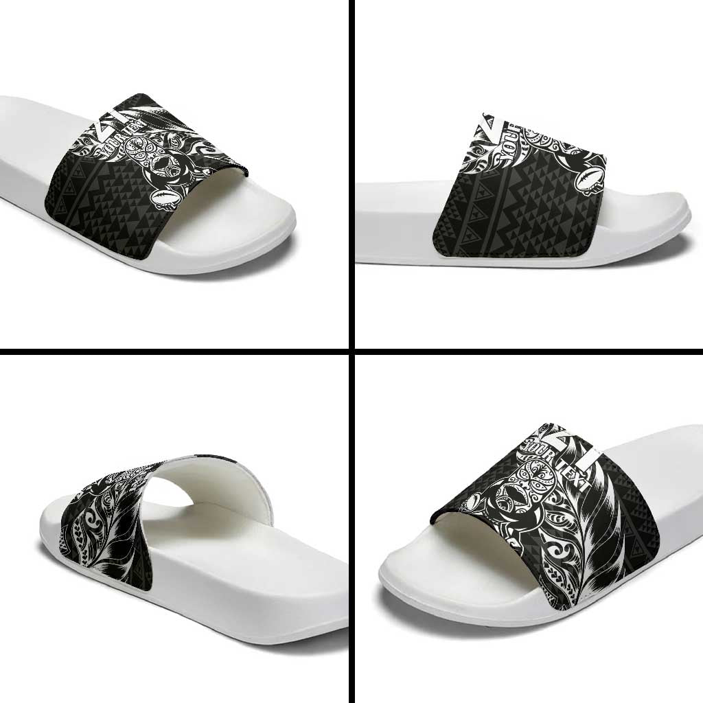New Zealand Rugby Warrior Custom Slide Sandals Black Fern Taniko Motif - Polynesian Pride