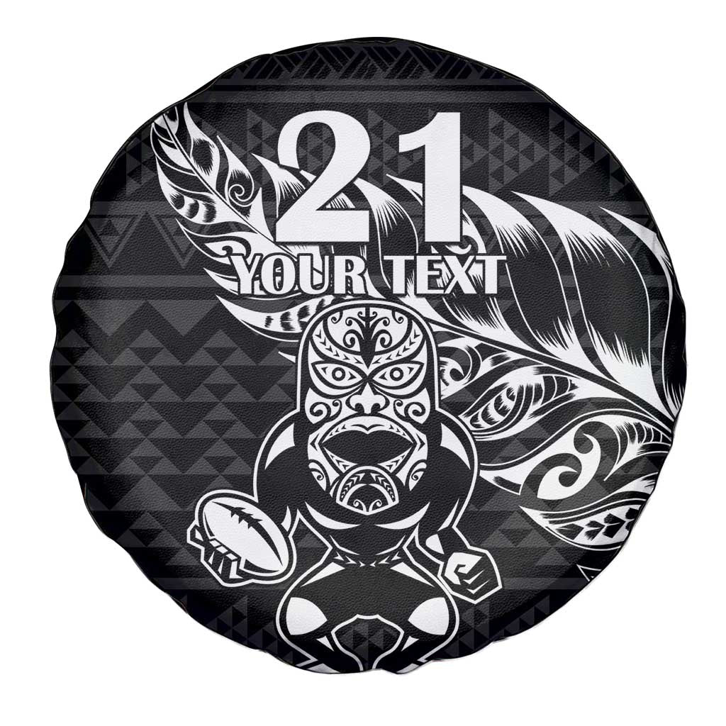New Zealand Rugby Warrior Custom Spare Tire Cover Black Fern Taniko Motif
