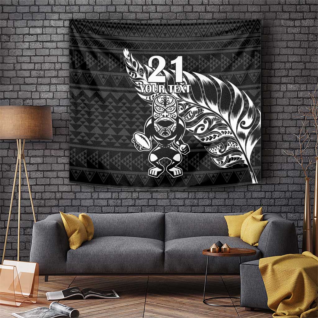 New Zealand Rugby Warrior Custom Tapestry Black Fern Taniko Motif