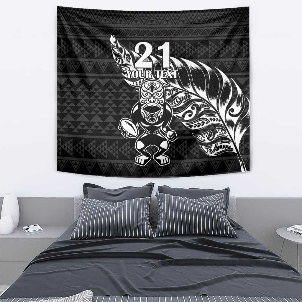 New Zealand Rugby Warrior Custom Tapestry Black Fern Taniko Motif