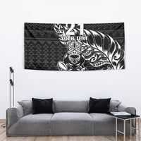 New Zealand Rugby Warrior Custom Tapestry Black Fern Taniko Motif