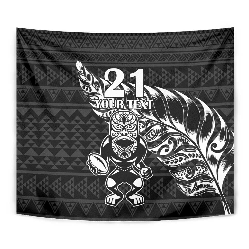 New Zealand Rugby Warrior Custom Tapestry Black Fern Taniko Motif