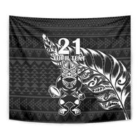 New Zealand Rugby Warrior Custom Tapestry Black Fern Taniko Motif