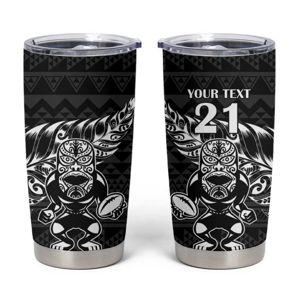 New Zealand Rugby Warrior Custom Tumbler Cup Black Fern Taniko Motif