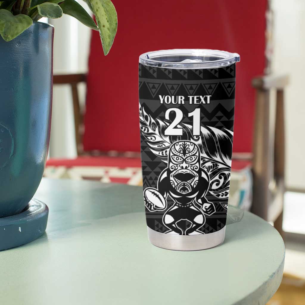 New Zealand Rugby Warrior Custom Tumbler Cup Black Fern Taniko Motif