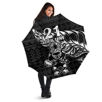 New Zealand Rugby Warrior Custom Umbrella Black Fern Taniko Motif - Polynesian Pride