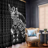 New Zealand Rugby Warrior Custom Window Curtain Black Fern Taniko Motif