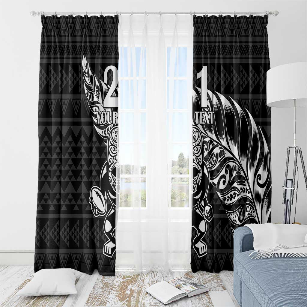 New Zealand Rugby Warrior Custom Window Curtain Black Fern Taniko Motif