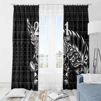 New Zealand Rugby Warrior Custom Window Curtain Black Fern Taniko Motif