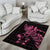 New Zealand Rugby Warrior Custom Area Rug Pink Fern Taniko Motif