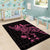 New Zealand Rugby Warrior Custom Area Rug Pink Fern Taniko Motif