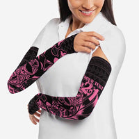 New Zealand Rugby Warrior Custom Arm Sleeves Pink Fern Taniko Motif - Polynesian Pride