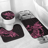 New Zealand Rugby Warrior Custom Bathroom Set Pink Fern Taniko Motif - Polynesian Pride