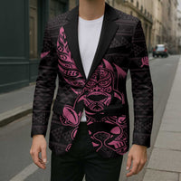 New Zealand Rugby Warrior Custom Blazer Pink Fern Taniko Motif - Polynesian Pride