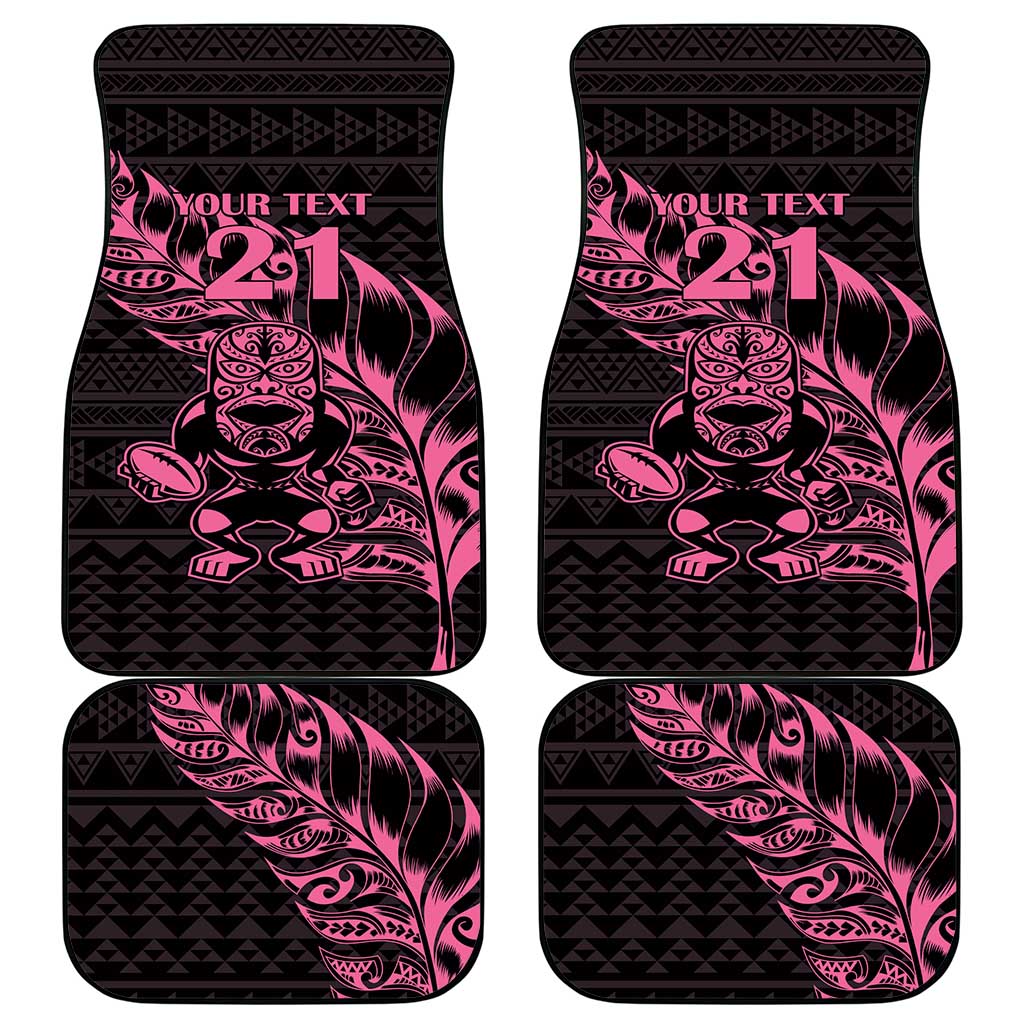 New Zealand Rugby Warrior Custom Car Mats Pink Fern Taniko Motif