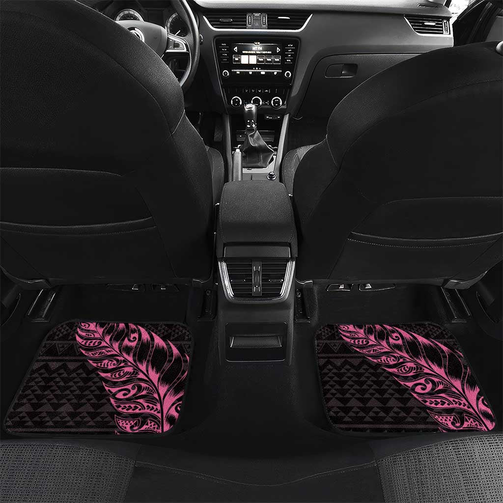 New Zealand Rugby Warrior Custom Car Mats Pink Fern Taniko Motif