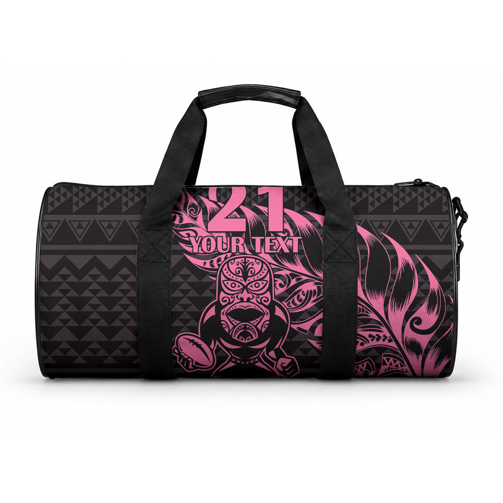 New Zealand Maori Rugby Warrior Custom Duffle Bag Pink Fern Taniko Motif LT9 One size Pink - Polynesian Pride