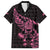 New Zealand Rugby Warrior Custom Family Matching Off Shoulder Short Dress and Hawaiian Shirt Pink Fern Taniko Motif