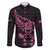 New Zealand Rugby Warrior Custom Family Matching Off Shoulder Short Dress and Hawaiian Shirt Pink Fern Taniko Motif