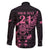 New Zealand Rugby Warrior Custom Family Matching Off Shoulder Short Dress and Hawaiian Shirt Pink Fern Taniko Motif