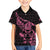 New Zealand Rugby Warrior Custom Family Matching Off Shoulder Short Dress and Hawaiian Shirt Pink Fern Taniko Motif