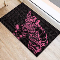 New Zealand Rugby Warrior Custom Rubber Doormat Pink Fern Taniko Motif
