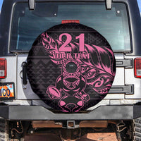 New Zealand Rugby Warrior Custom Spare Tire Cover Pink Fern Taniko Motif