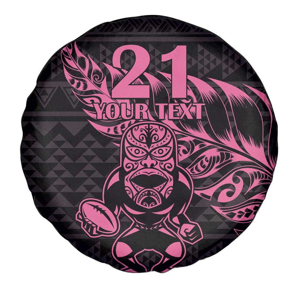 New Zealand Rugby Warrior Custom Spare Tire Cover Pink Fern Taniko Motif