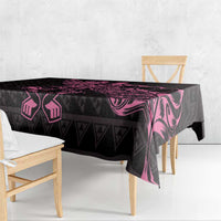 New Zealand Rugby Warrior Custom Tablecloth Pink Fern Taniko Motif