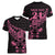 New Zealand Rugby Warrior Custom Women V-Neck T-Shirt Pink Fern Taniko Motif