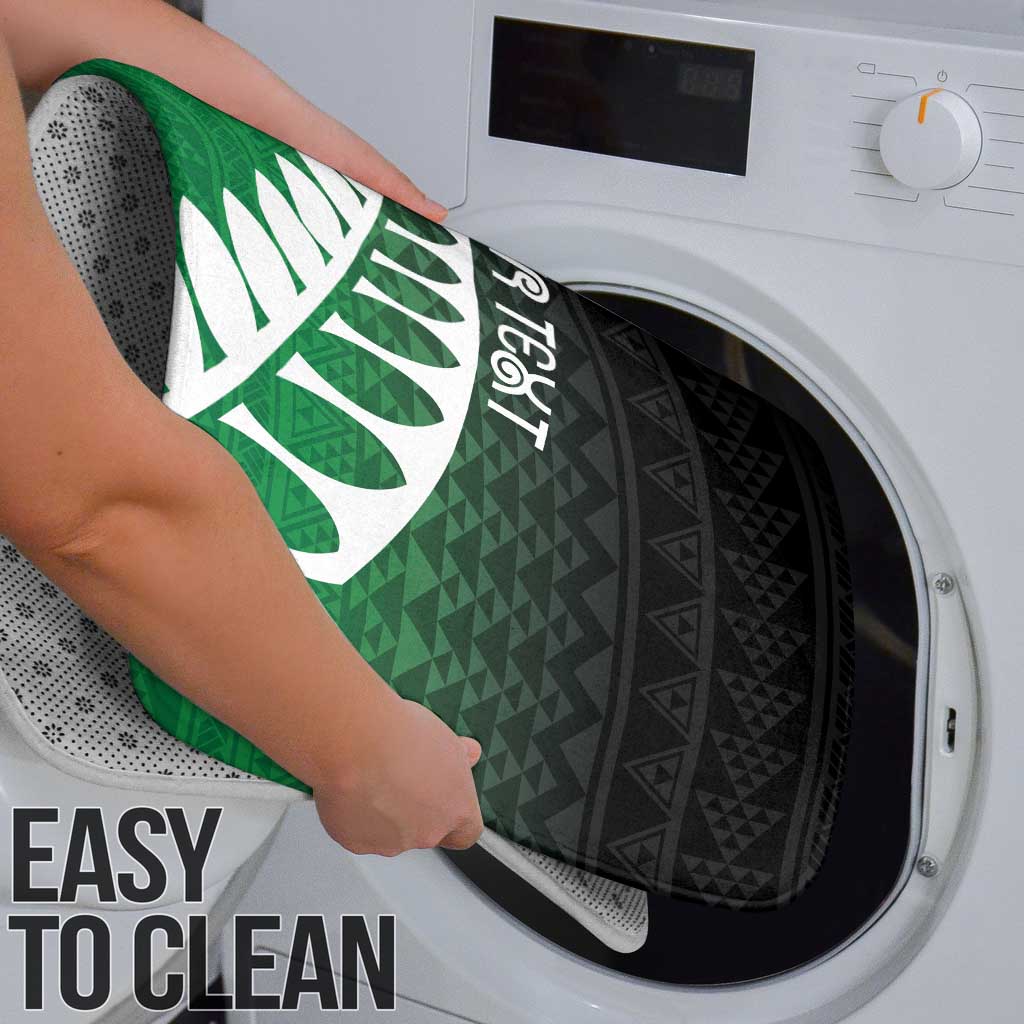 Green Silver Fern Spirit Taniko Tukutuku Personalised Bathroom Set - Polynesian Pride