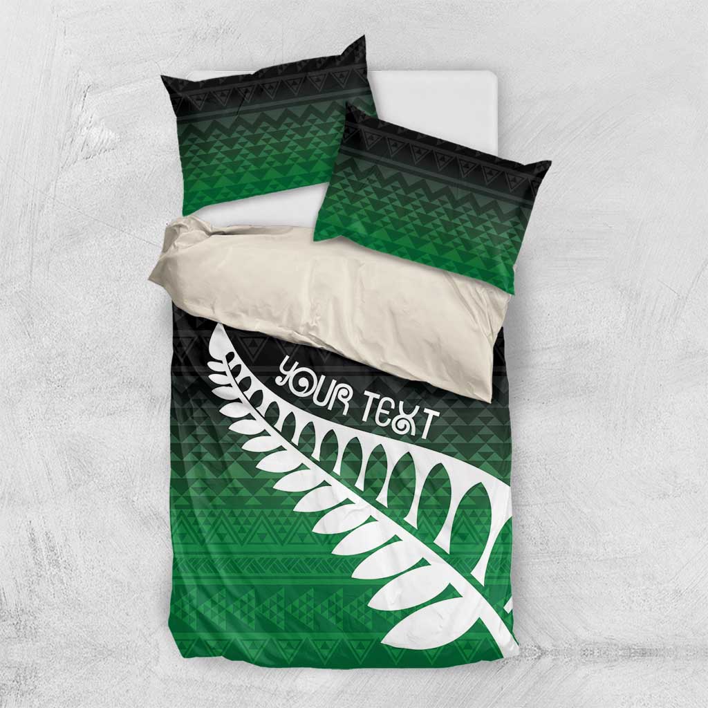 Green Silver Fern Spirit Taniko Tukutuku Personalised Bedding Set