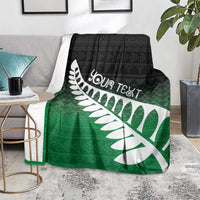 Green Silver Fern Spirit Taniko Tukutuku Personalised Blanket LT9 - Polynesian Pride