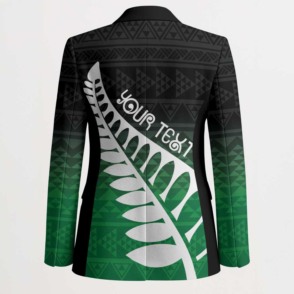 Green Silver Fern Spirit Taniko Tukutuku Personalised Blazer - Polynesian Pride