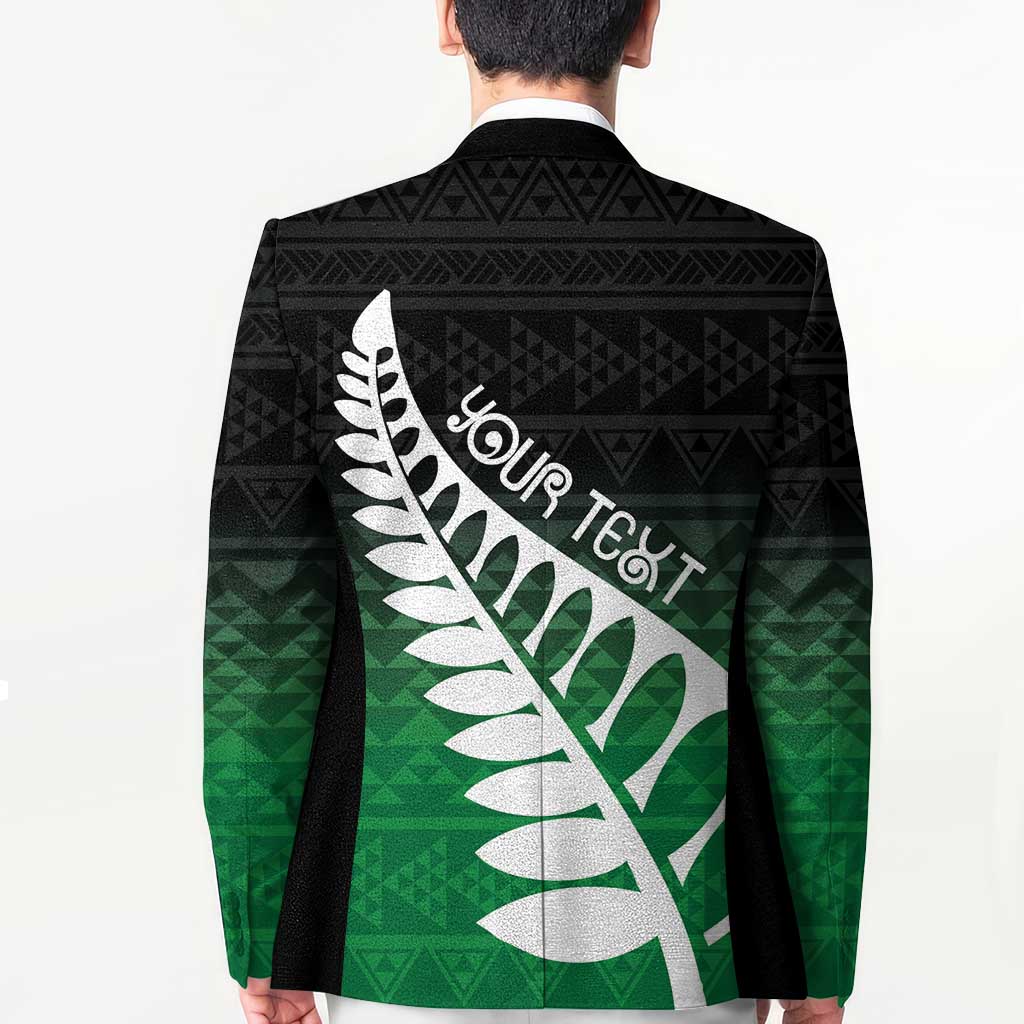 Green Silver Fern Spirit Taniko Tukutuku Personalised Blazer - Polynesian Pride