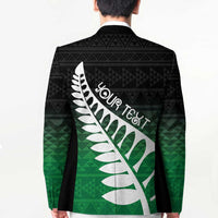 Green Silver Fern Spirit Taniko Tukutuku Personalised Blazer - Polynesian Pride