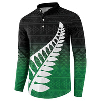Green Silver Fern Spirit Taniko Tukutuku Personalised Button Sweatshirt LT9 - Polynesian Pride