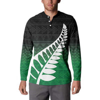 Green Silver Fern Spirit Taniko Tukutuku Personalised Button Sweatshirt LT9 - Polynesian Pride