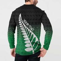 Green Silver Fern Spirit Taniko Tukutuku Personalised Button Sweatshirt LT9 - Polynesian Pride