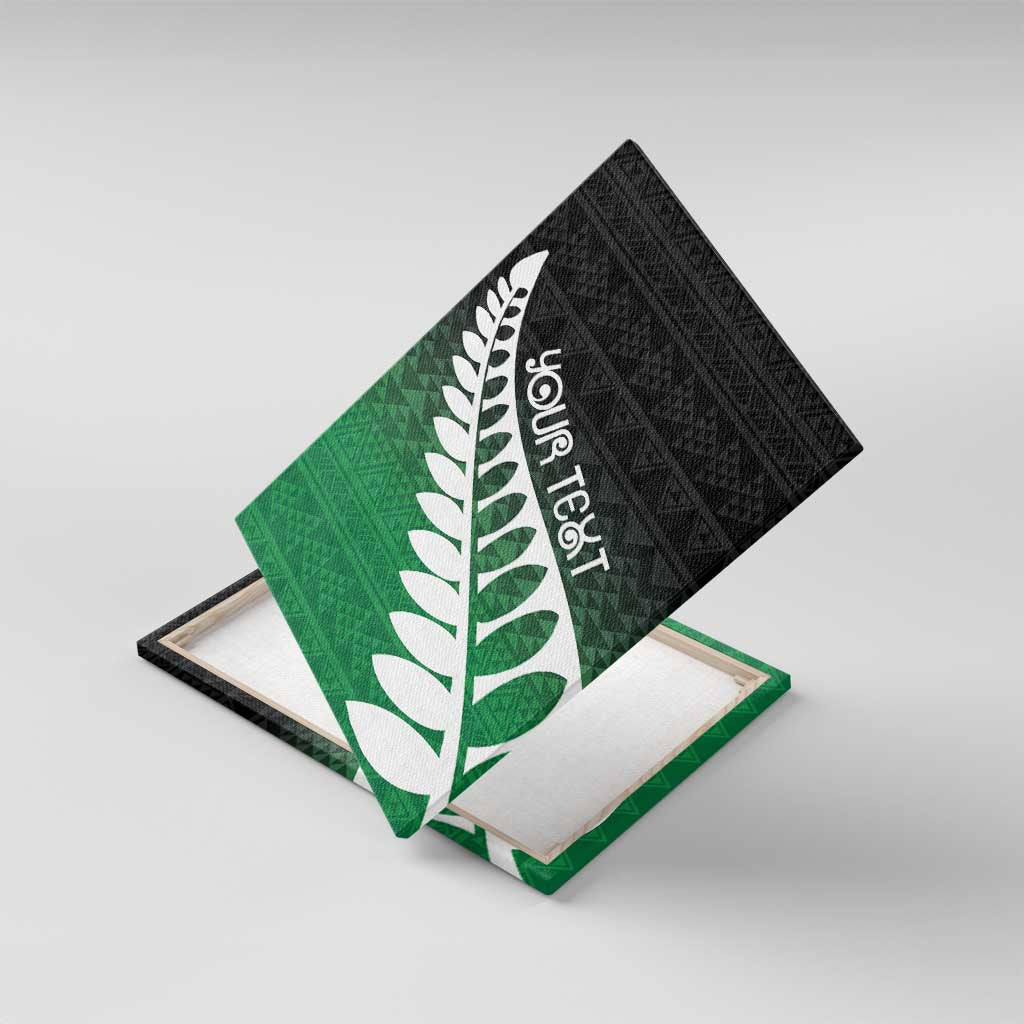 Green Silver Fern Spirit Taniko Tukutuku Personalised Canvas Wall Art LT9 With Frame Green - Polynesian Pride