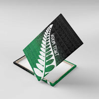 Green Silver Fern Spirit Taniko Tukutuku Personalised Canvas Wall Art LT9 With Frame Green - Polynesian Pride