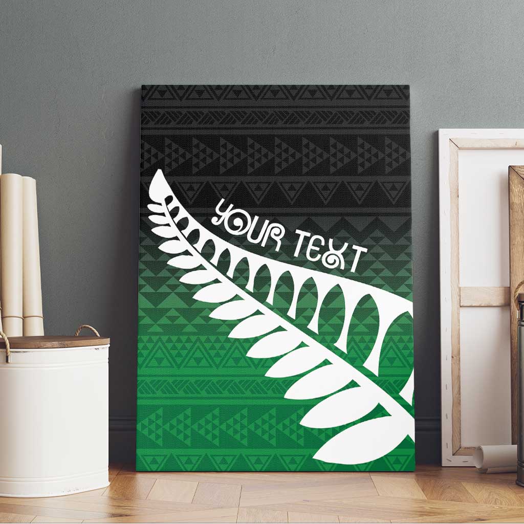 Green Silver Fern Spirit Taniko Tukutuku Personalised Canvas Wall Art LT9 - Polynesian Pride