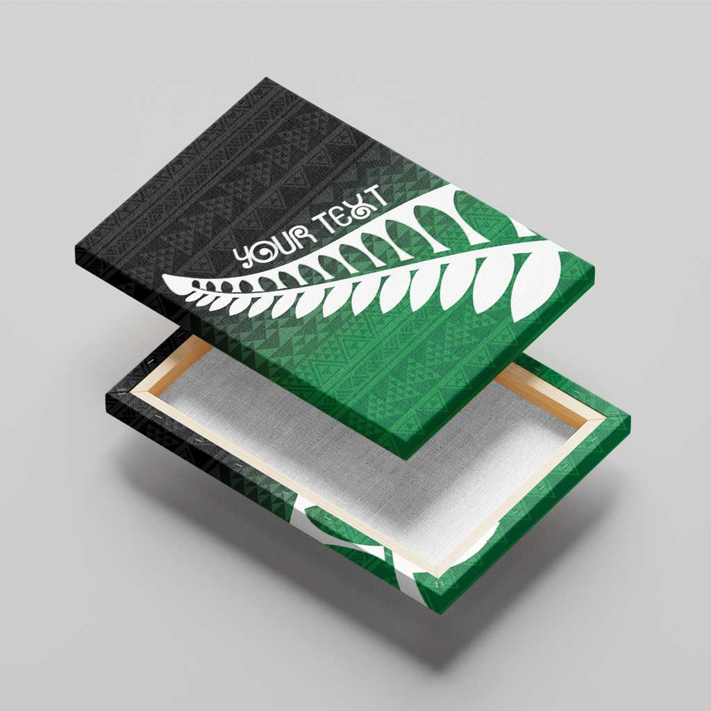 Green Silver Fern Spirit Taniko Tukutuku Personalised Canvas Wall Art LT9 - Polynesian Pride