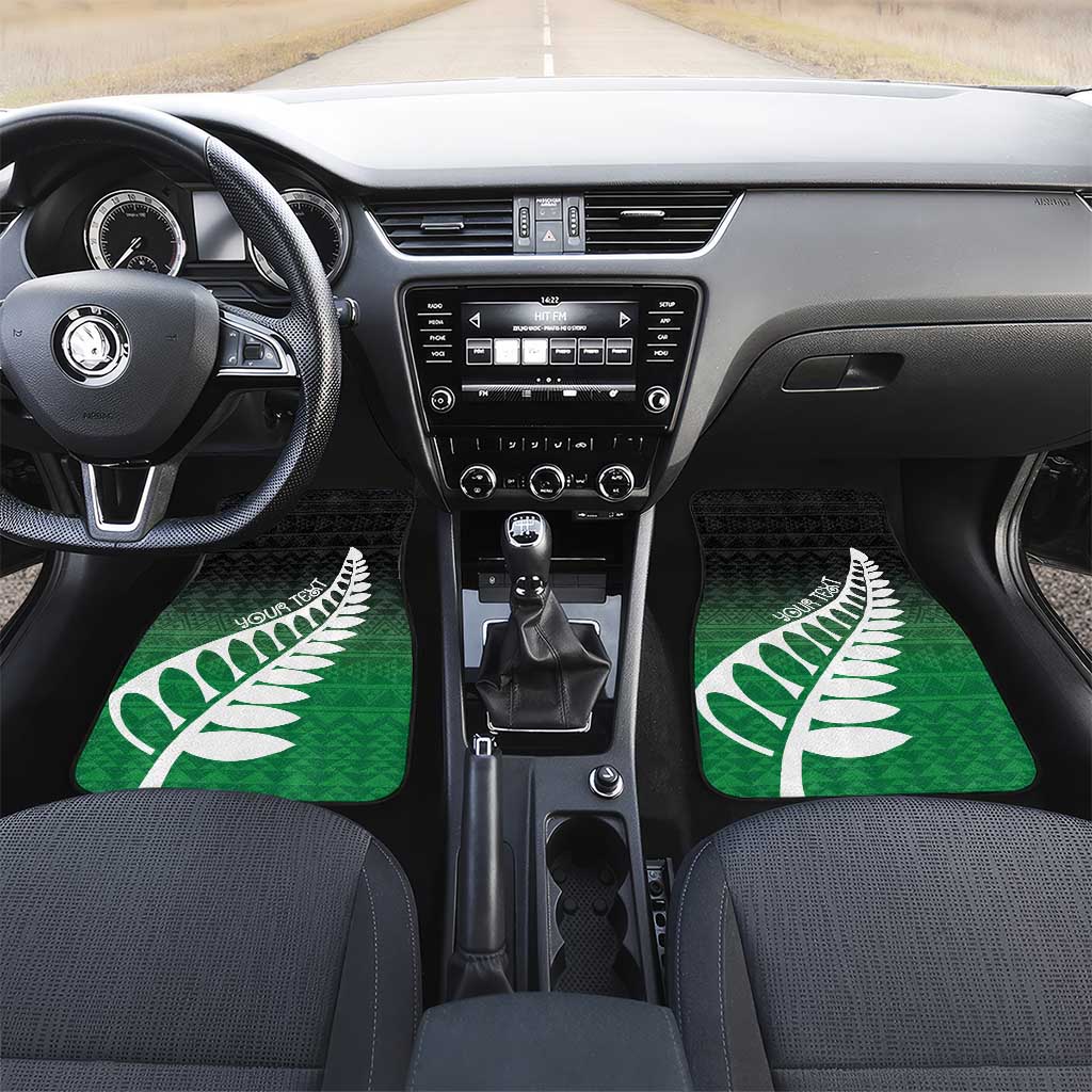 Green Silver Fern Spirit Taniko Tukutuku Personalised Car Mats LT9 Set 2pcs - Front Green - Polynesian Pride