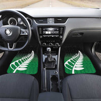 Green Silver Fern Spirit Taniko Tukutuku Personalised Car Mats LT9 Set 2pcs - Front Green - Polynesian Pride