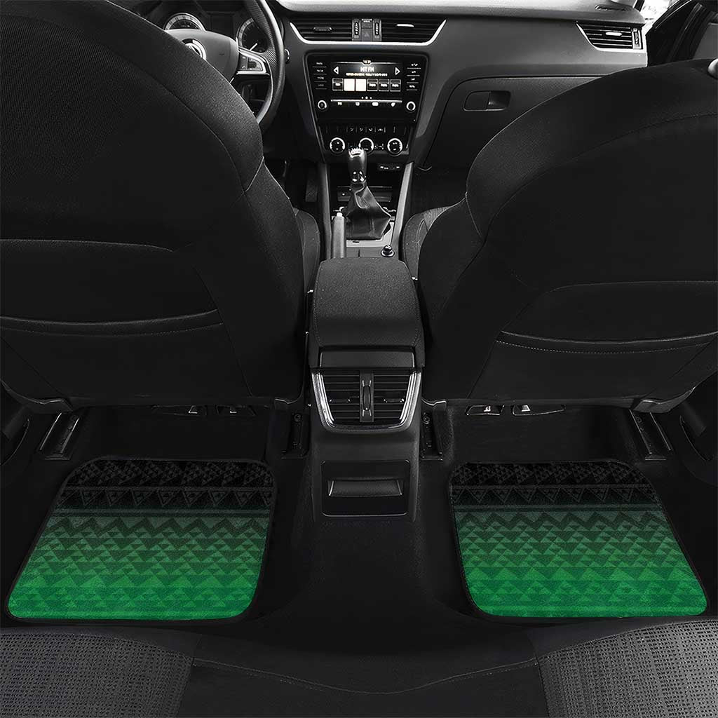 Green Silver Fern Spirit Taniko Tukutuku Personalised Car Mats LT9 Set 2pcs - Back Green - Polynesian Pride
