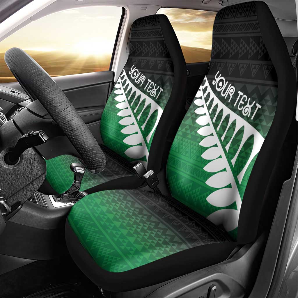 Green Silver Fern Spirit Taniko Tukutuku Personalised Car Seat Cover