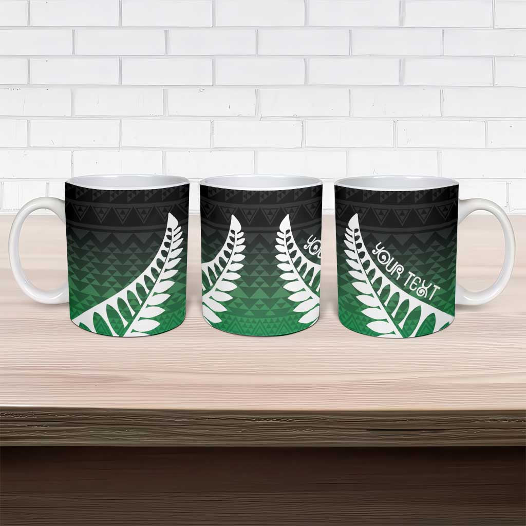 Green Silver Fern Spirit Taniko Tukutuku Personalised Ceramic Mug - Polynesian Pride