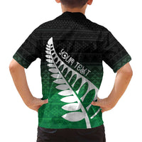 Green Silver Fern Spirit Taniko Tukutuku Personalised Family Matching Long Sleeve Bodycon Dress and Hawaiian Shirt