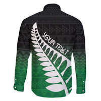 Green Silver Fern Spirit Taniko Tukutuku Personalised Family Matching Mermaid Dress and Hawaiian Shirt